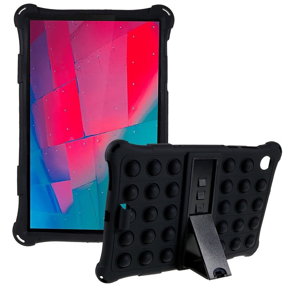 For Lenovo Tab M10 HD Gen 2 TB-X306X Push Fidget Sensory Toy Tablet Case Bubble Pop Shockproof Cover with PC Kickstand - Black