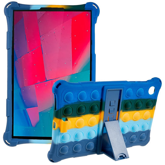 For Lenovo Tab M10 HD Gen 2 TB-X306X Push Fidget Sensory Toy Tablet Case Bubble Pop Shockproof Cover with PC Kickstand - Colorful Dark Blue