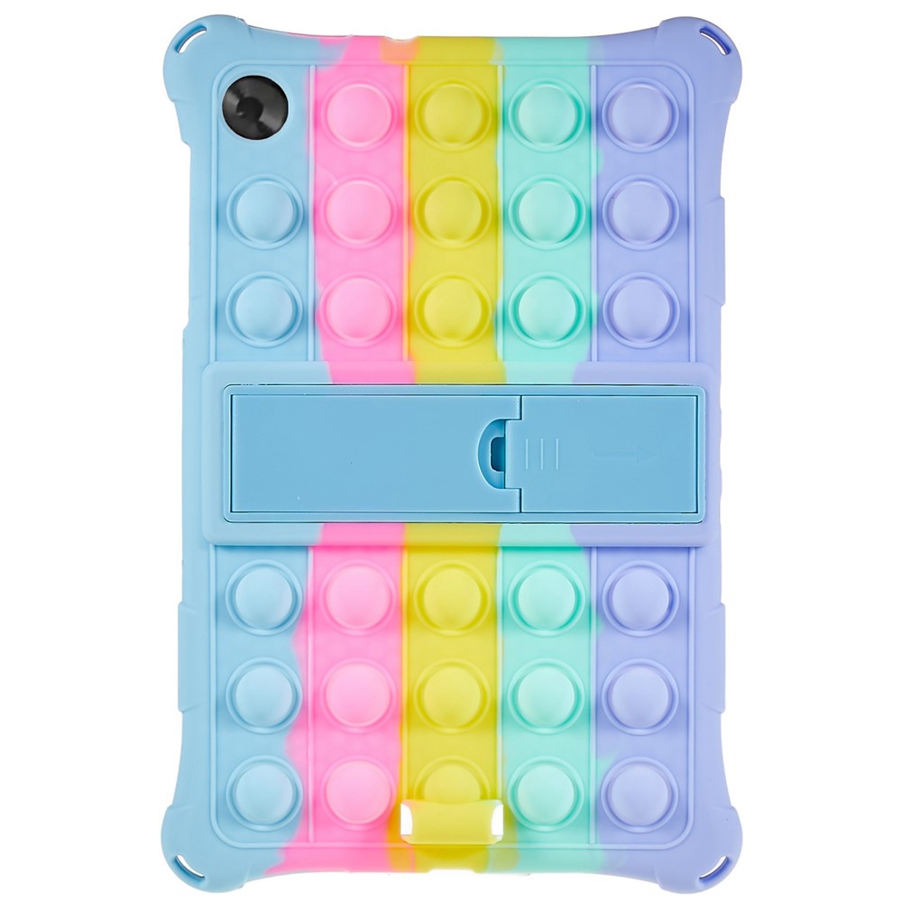 For Lenovo Tab M10 HD Gen 2 TB-X306X Push Fidget Sensory Toy Tablet Case Bubble Pop Shockproof Cover with PC Kickstand - Colorful Baby Blue