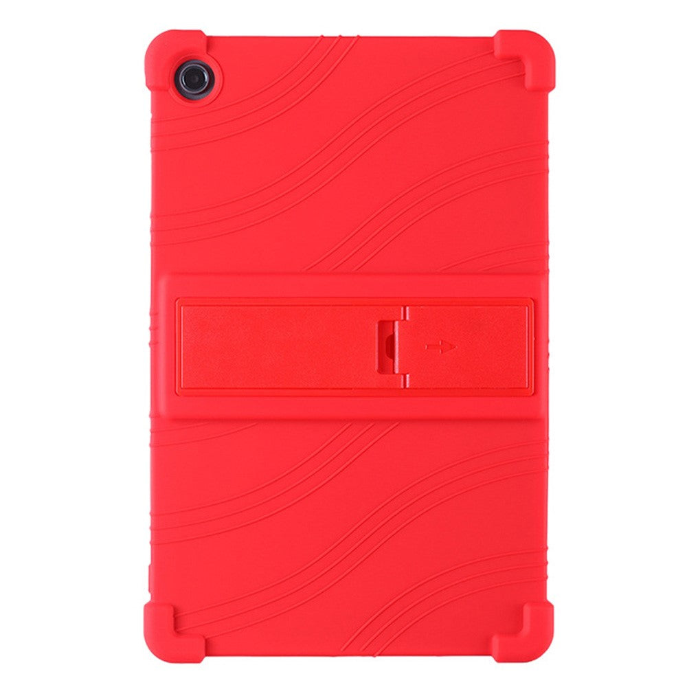 For Lenovo Tab M10 Plus (3rd Gen) / Xiaoxin Pad 2022 10.6 inch 125F / 128 Anti-collision Soft Silicone Tablet Protective Case Cover with Adjustable PC Kickstand - Red