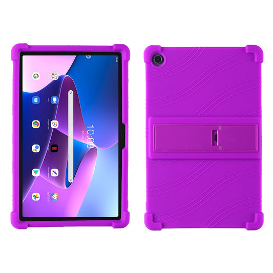 For Lenovo Tab M10 Plus (3rd Gen) / Xiaoxin Pad 2022 10.6 inch 125F / 128 Anti-collision Soft Silicone Tablet Protective Case Cover with Adjustable PC Kickstand - Purple