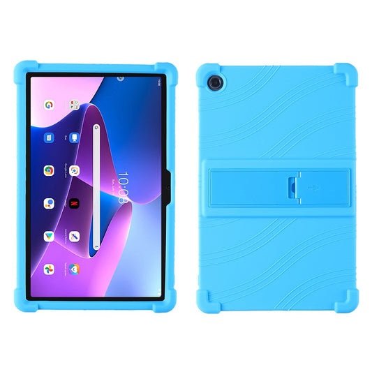 For Lenovo Tab M10 Plus (3rd Gen) / Xiaoxin Pad 2022 10.6 inch 125F / 128 Anti-collision Soft Silicone Tablet Protective Case Cover with Adjustable PC Kickstand - Sky Blue