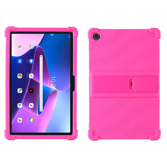 For Lenovo Tab M10 Plus (3rd Gen) / Xiaoxin Pad 2022 10.6 inch 125F / 128 Anti-collision Soft Silicone Tablet Protective Case Cover with Adjustable PC Kickstand - Rose
