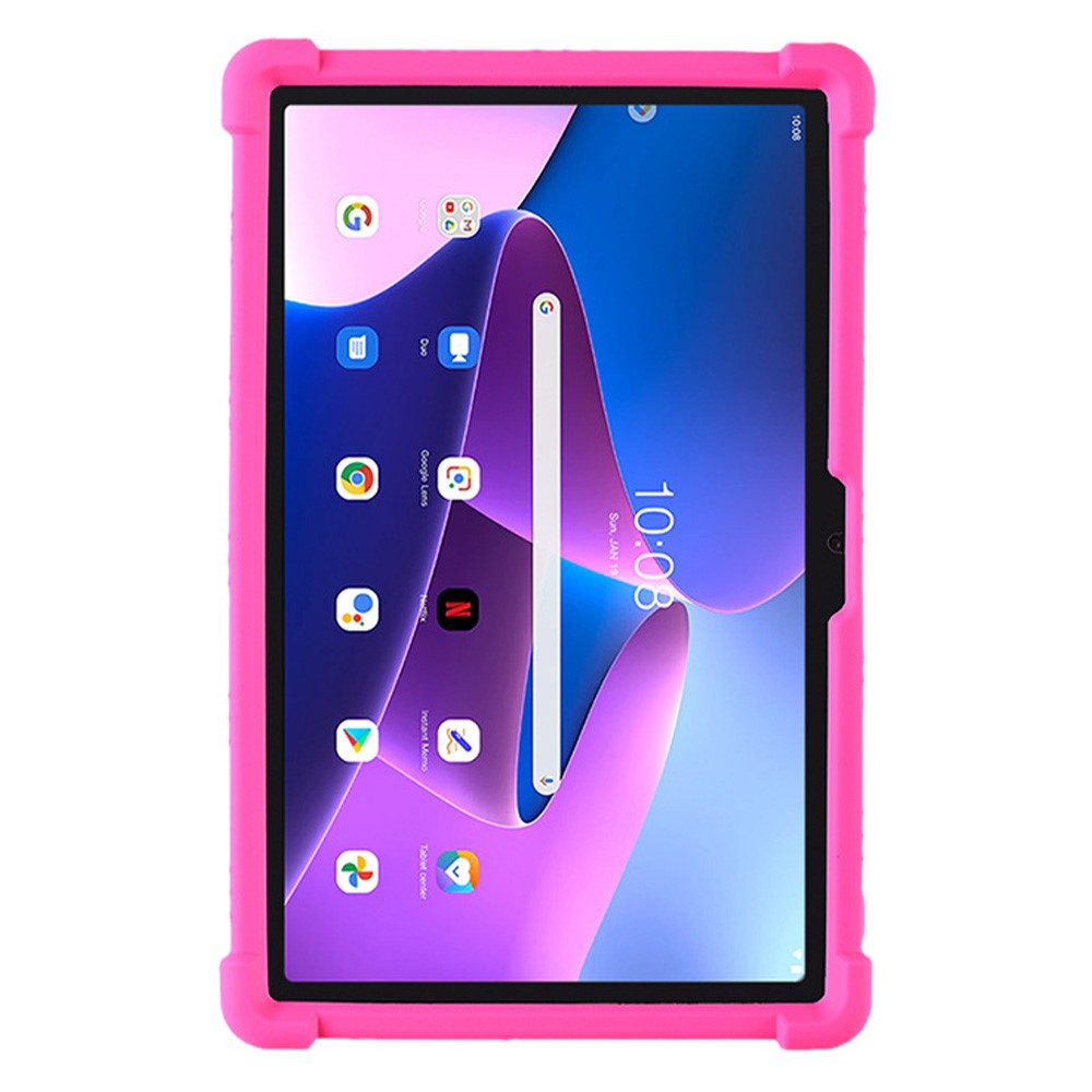 For Lenovo Tab M10 Plus (3rd Gen) / Xiaoxin Pad 2022 10.6 inch 125F / 128 Anti-collision Soft Silicone Tablet Protective Case Cover with Adjustable PC Kickstand - Rose