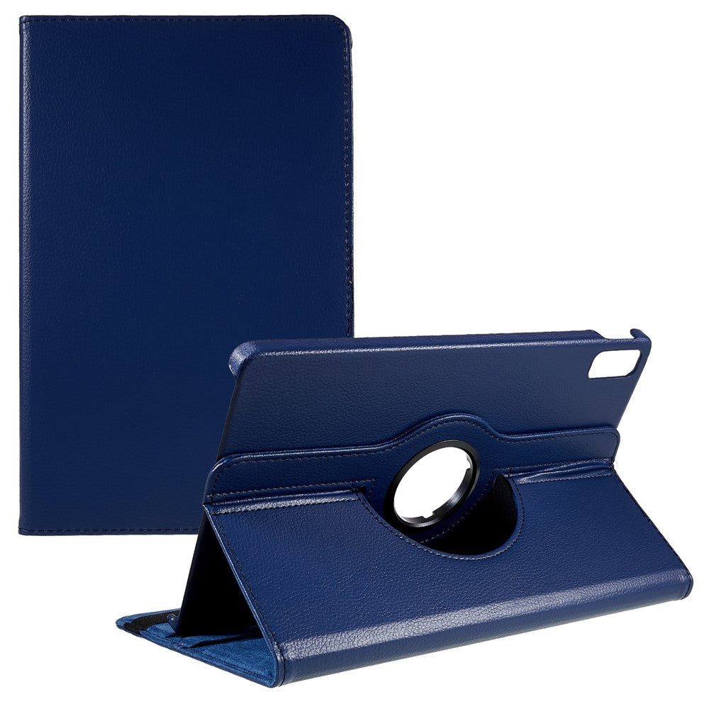 For Lenovo Tab P11 Gen 2 Rotary Tablet Case Stand PU Leather Drop-Proof Tablet Cover with Elastic Band - Dark Blue