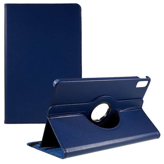 For Lenovo Tab P11 Gen 2 Rotary Tablet Case Stand PU Leather Drop-Proof Tablet Cover with Elastic Band - Dark Blue