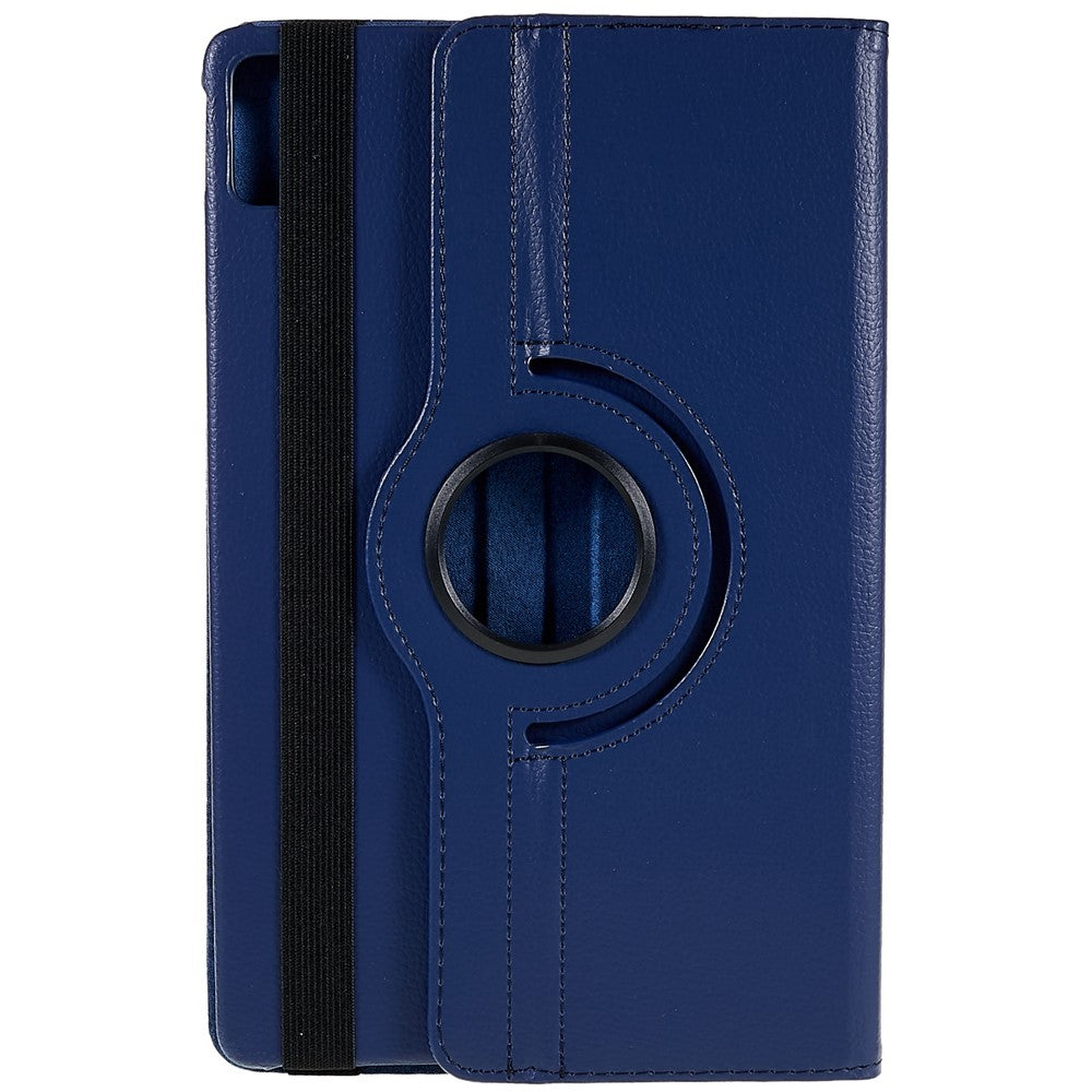 For Lenovo Tab P11 Gen 2 Rotary Tablet Case Stand PU Leather Drop-Proof Tablet Cover with Elastic Band - Dark Blue