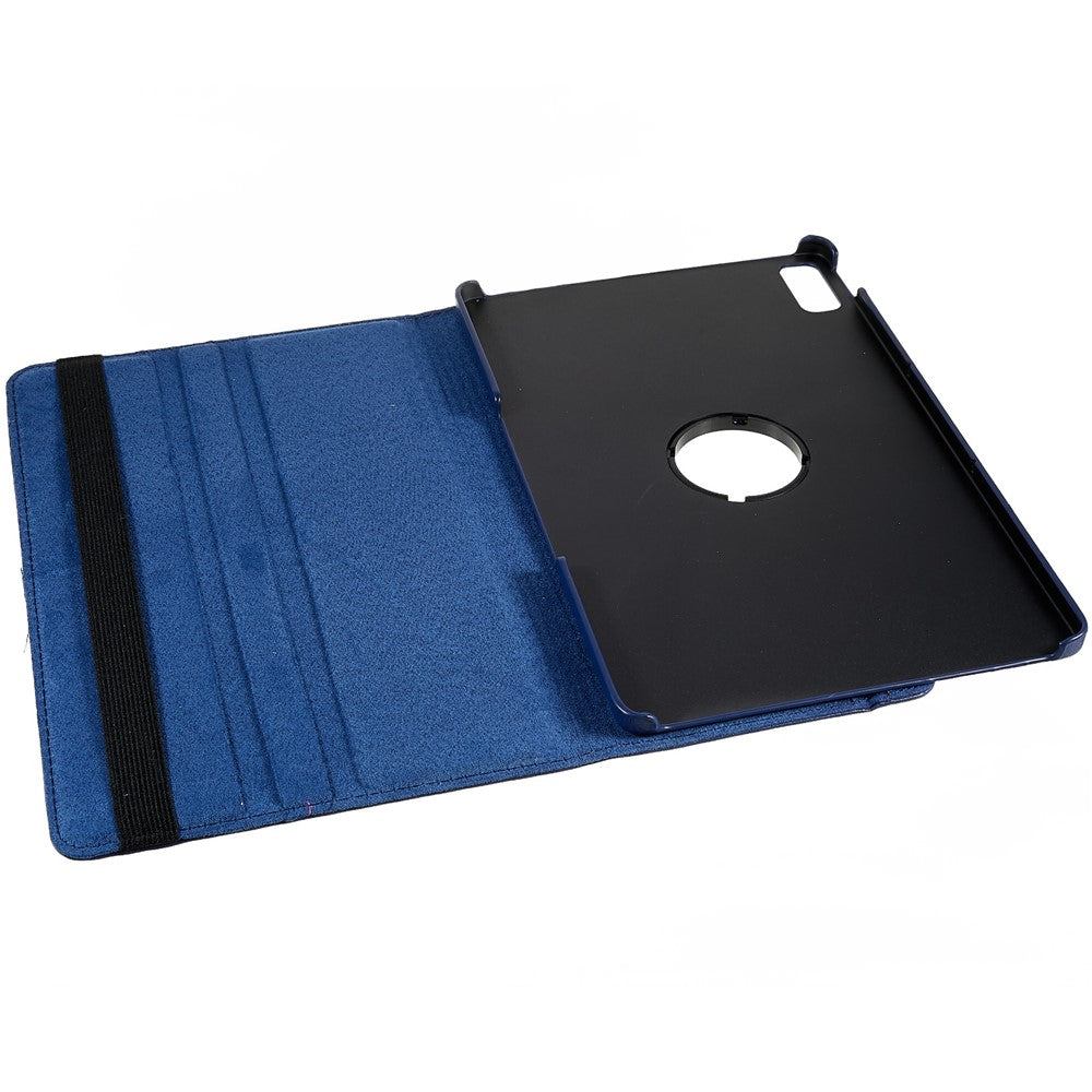 For Lenovo Tab P11 Gen 2 Rotary Tablet Case Stand PU Leather Drop-Proof Tablet Cover with Elastic Band - Dark Blue