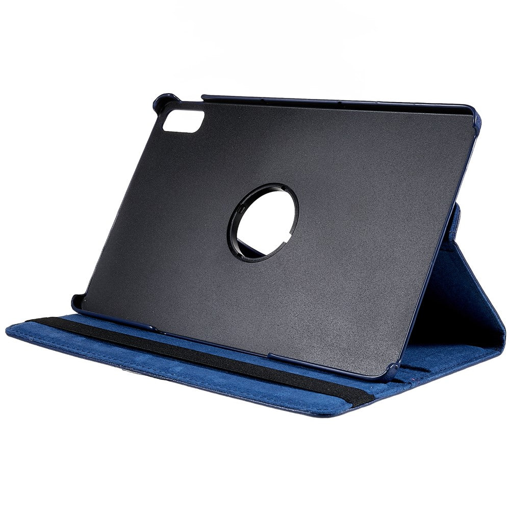 For Lenovo Tab P11 Gen 2 Rotary Tablet Case Stand PU Leather Drop-Proof Tablet Cover with Elastic Band - Dark Blue
