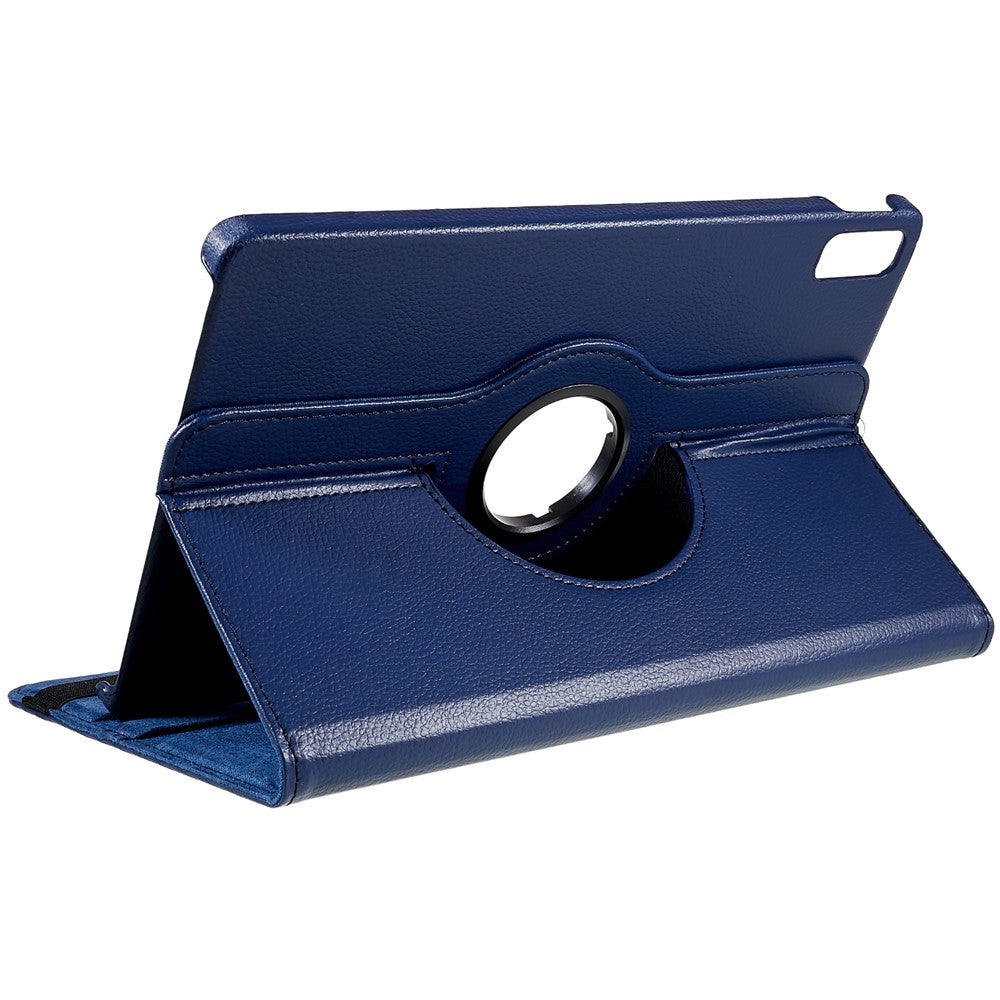 For Lenovo Tab P11 Gen 2 Rotary Tablet Case Stand PU Leather Drop-Proof Tablet Cover with Elastic Band - Dark Blue