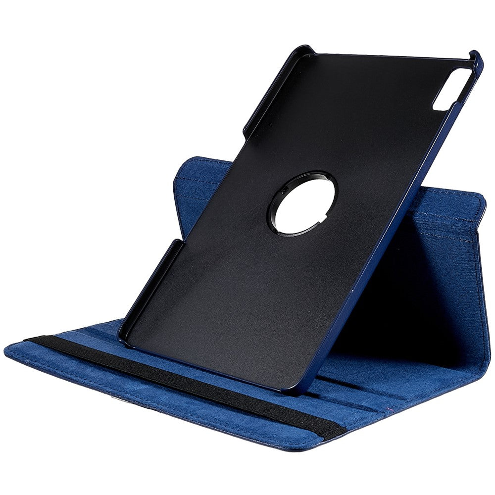 For Lenovo Tab P11 Gen 2 Rotary Tablet Case Stand PU Leather Drop-Proof Tablet Cover with Elastic Band - Dark Blue