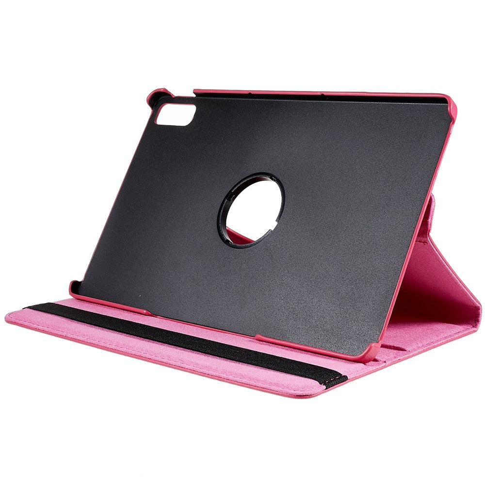 For Lenovo Tab P11 Gen 2 Rotary Tablet Case Stand PU Leather Drop-Proof Tablet Cover with Elastic Band - Rose