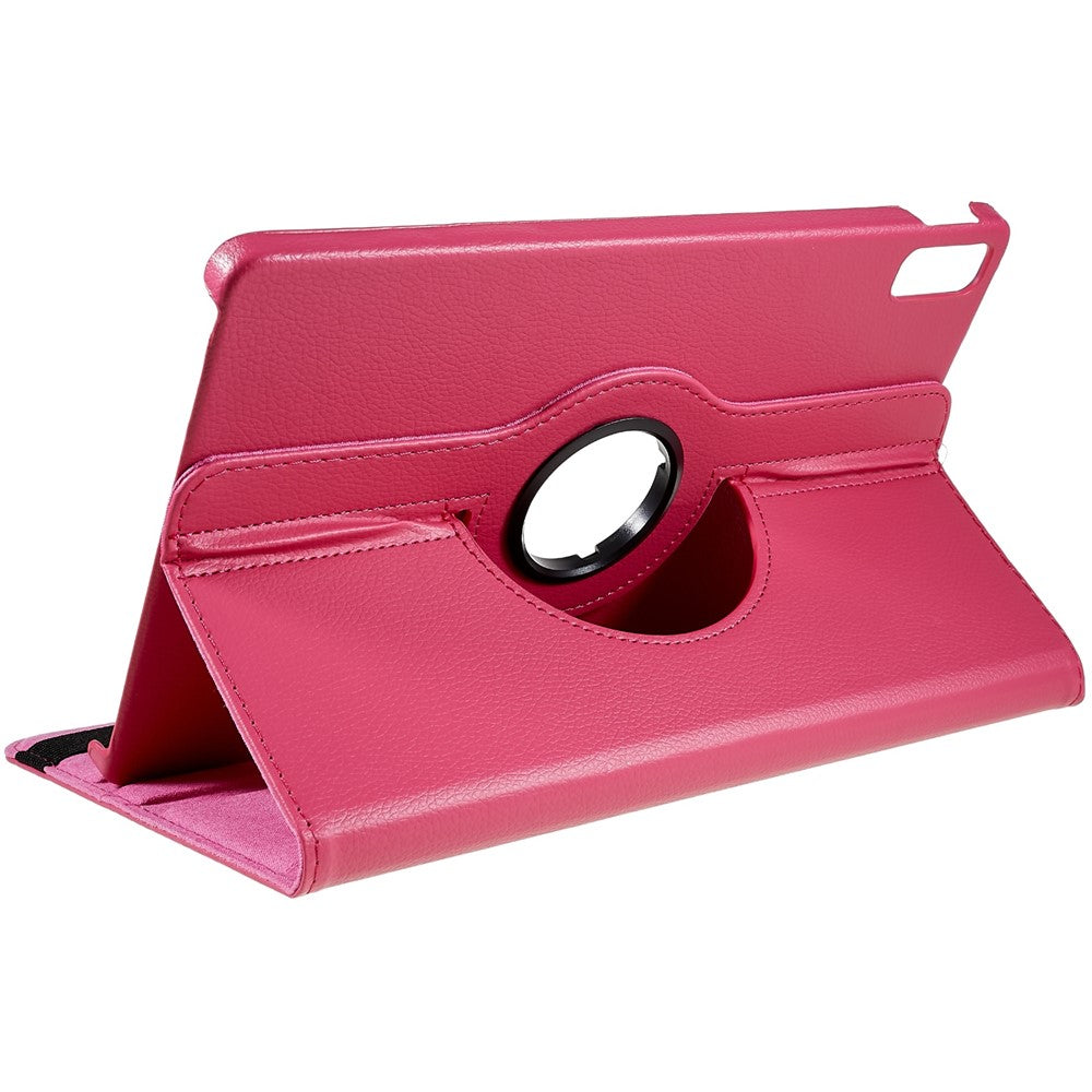 For Lenovo Tab P11 Gen 2 Rotary Tablet Case Stand PU Leather Drop-Proof Tablet Cover with Elastic Band - Rose