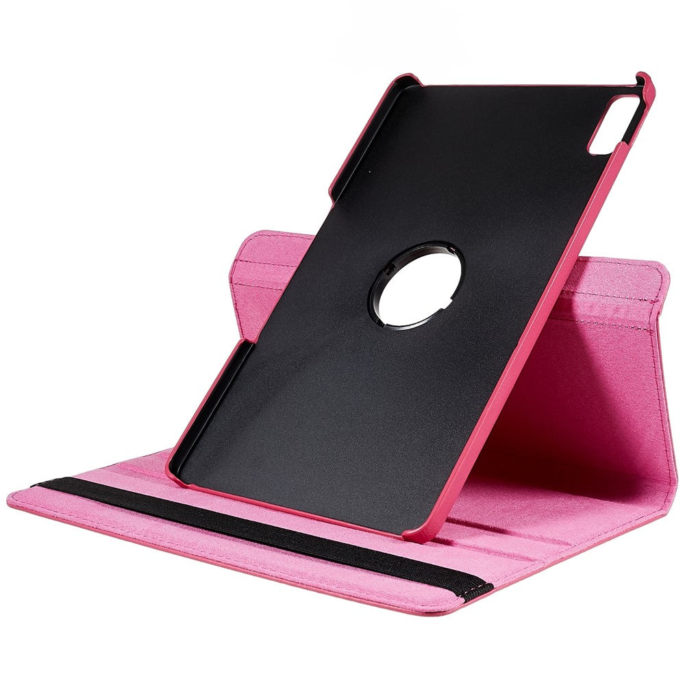 For Lenovo Tab P11 Gen 2 Rotary Tablet Case Stand PU Leather Drop-Proof Tablet Cover with Elastic Band - Rose