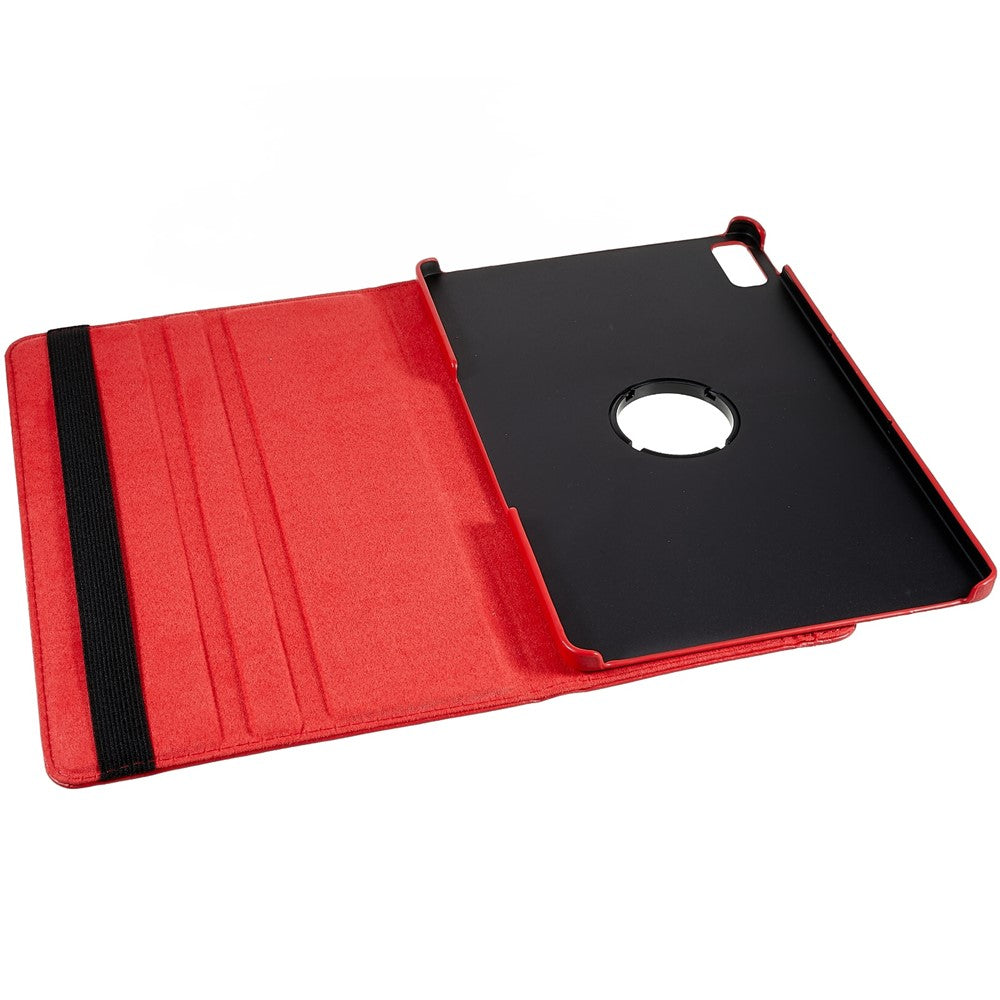 For Lenovo Tab P11 Gen 2 Rotary Tablet Case Stand PU Leather Drop-Proof Tablet Cover with Elastic Band - Red
