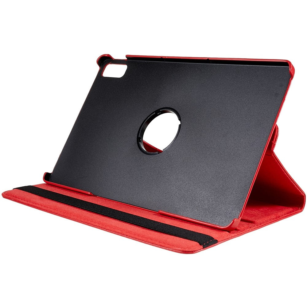 For Lenovo Tab P11 Gen 2 Rotary Tablet Case Stand PU Leather Drop-Proof Tablet Cover with Elastic Band - Red