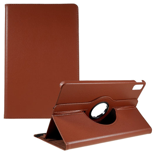 For Lenovo Tab P11 Gen 2 Rotary Tablet Case Stand PU Leather Drop-Proof Tablet Cover with Elastic Band - Brown