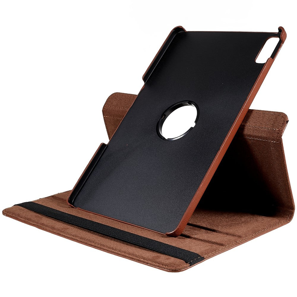 For Lenovo Tab P11 Gen 2 Rotary Tablet Case Stand PU Leather Drop-Proof Tablet Cover with Elastic Band - Brown