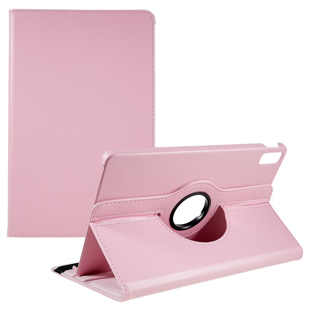 For Lenovo Tab P11 Gen 2 Rotary Tablet Case Stand PU Leather Drop-Proof Tablet Cover with Elastic Band - Pink