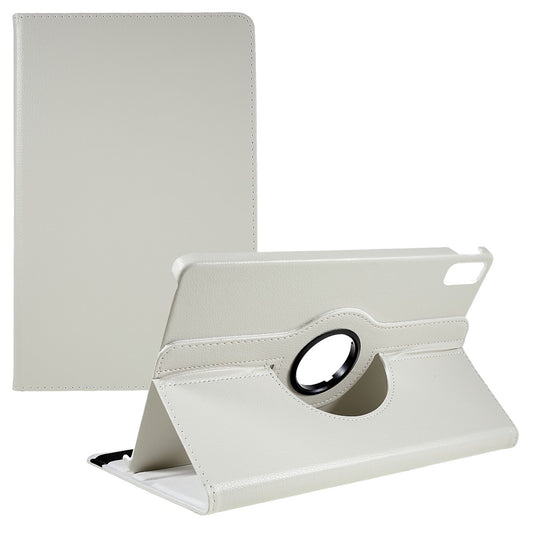 For Lenovo Tab P11 Gen 2 Rotary Tablet Case Stand PU Leather Drop-Proof Tablet Cover with Elastic Band - White