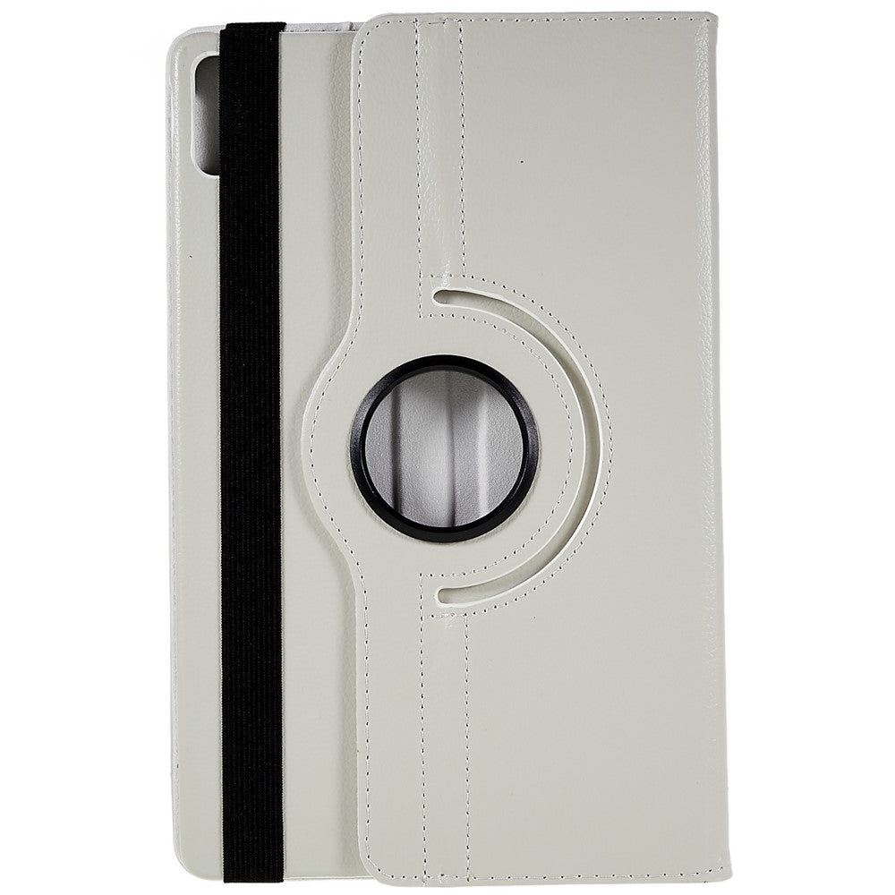 For Lenovo Tab P11 Gen 2 Rotary Tablet Case Stand PU Leather Drop-Proof Tablet Cover with Elastic Band - White
