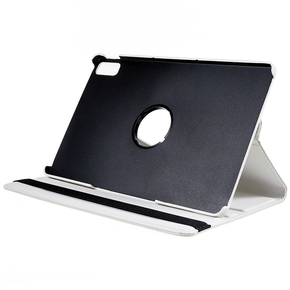 For Lenovo Tab P11 Gen 2 Rotary Tablet Case Stand PU Leather Drop-Proof Tablet Cover with Elastic Band - White
