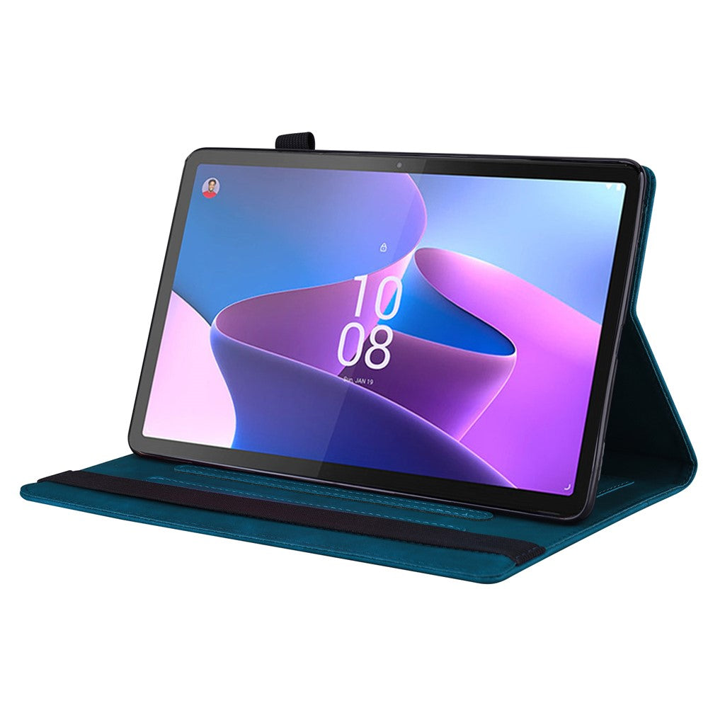 For Lenovo Pad Pro 2022 / Tab P11 Pro Gen 2 Viewing Stand Business Folio Tablet Cover PU Leather Wallet Elastic Band Protective Case with Pencil Holder - Blue