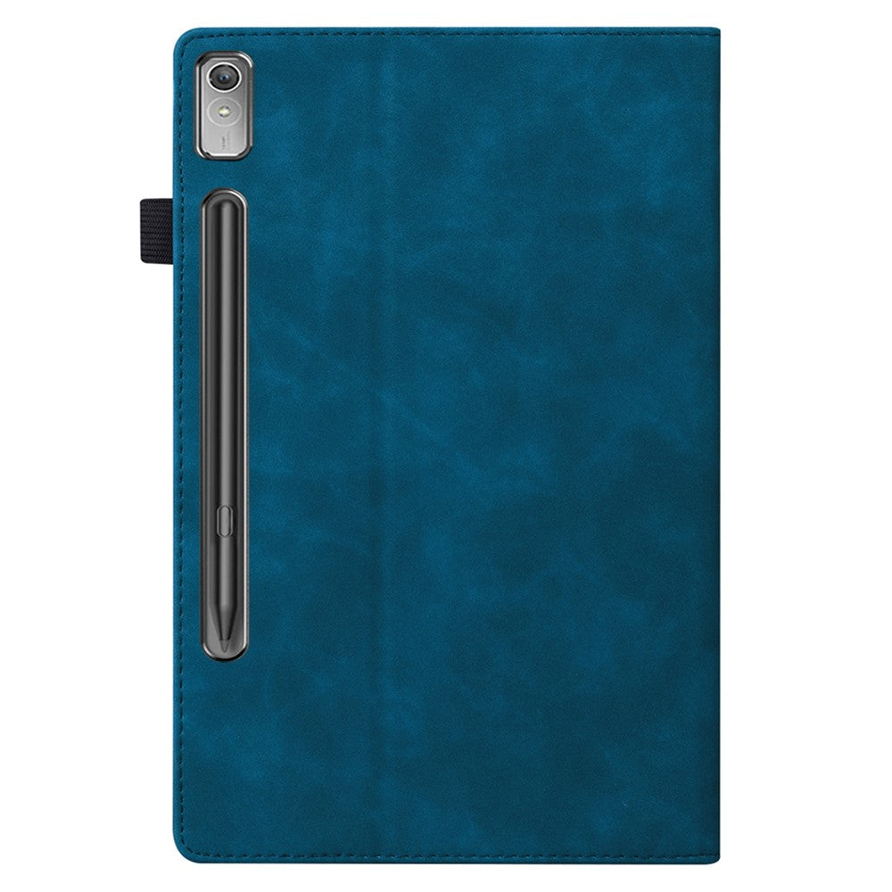 For Lenovo Pad Pro 2022 / Tab P11 Pro Gen 2 Viewing Stand Business Folio Tablet Cover PU Leather Wallet Elastic Band Protective Case with Pencil Holder - Blue