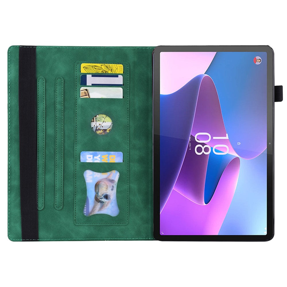 For Lenovo Pad Pro 2022 / Tab P11 Pro Gen 2 Viewing Stand Business Folio Tablet Cover PU Leather Wallet Elastic Band Protective Case with Pencil Holder - Green