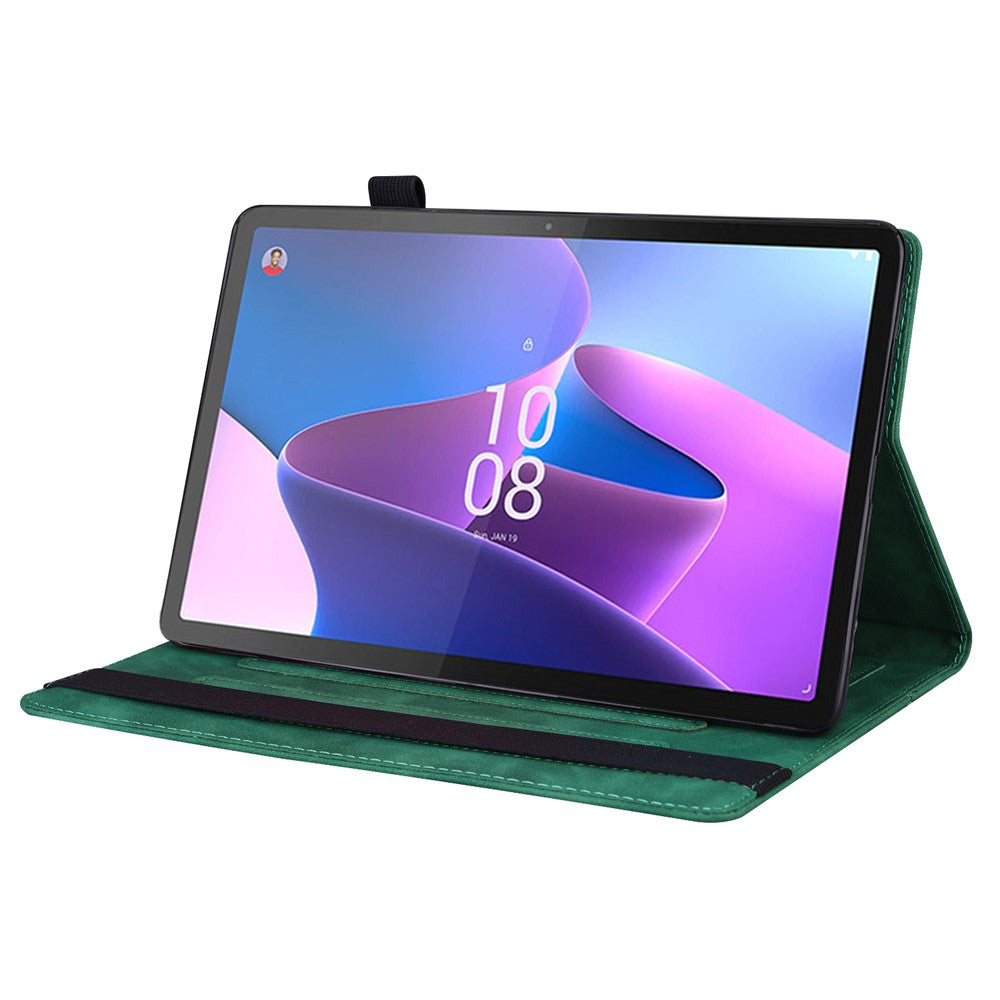 For Lenovo Pad Pro 2022 / Tab P11 Pro Gen 2 Viewing Stand Business Folio Tablet Cover PU Leather Wallet Elastic Band Protective Case with Pencil Holder - Green