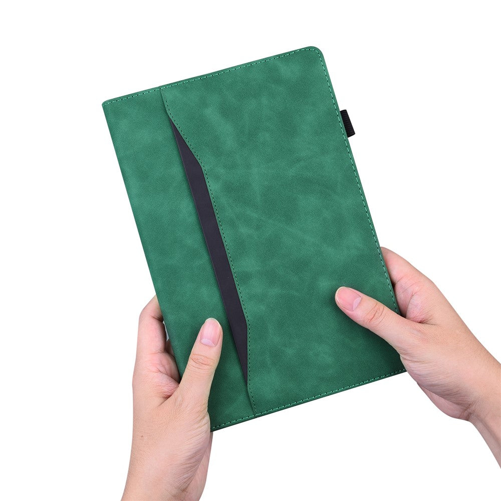 For Lenovo Pad Pro 2022 / Tab P11 Pro Gen 2 Viewing Stand Business Folio Tablet Cover PU Leather Wallet Elastic Band Protective Case with Pencil Holder - Green
