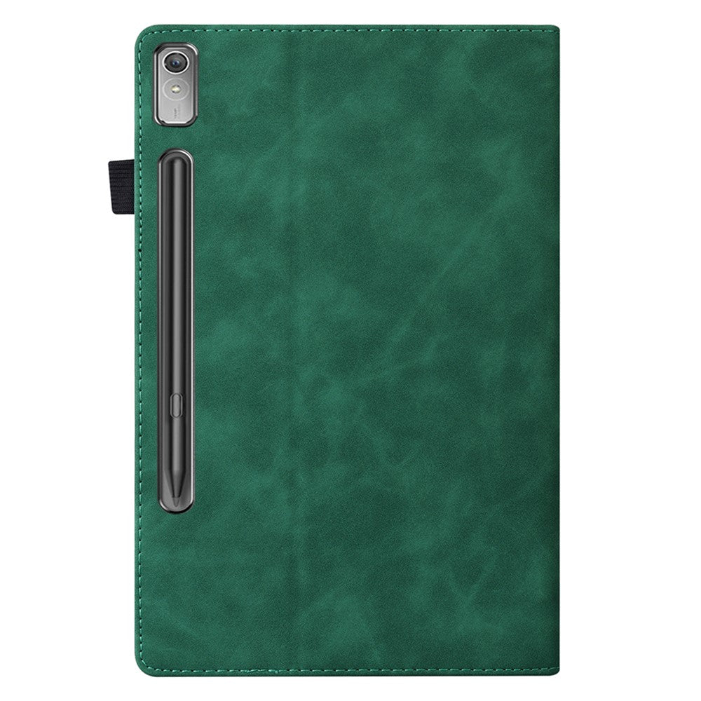 For Lenovo Pad Pro 2022 / Tab P11 Pro Gen 2 Viewing Stand Business Folio Tablet Cover PU Leather Wallet Elastic Band Protective Case with Pencil Holder - Green