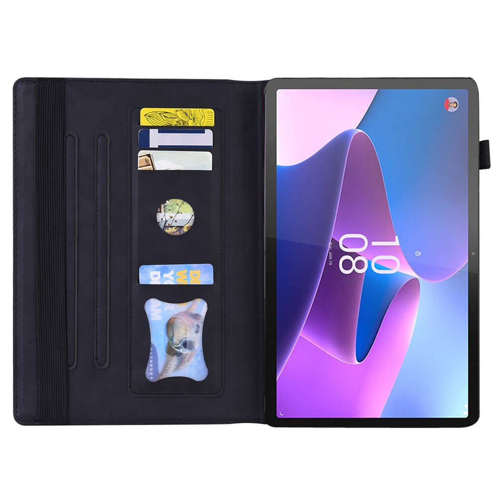 For Lenovo Pad Pro 2022 / Tab P11 Pro Gen 2 Viewing Stand Business Folio Tablet Cover PU Leather Wallet Elastic Band Protective Case with Pencil Holder - Black