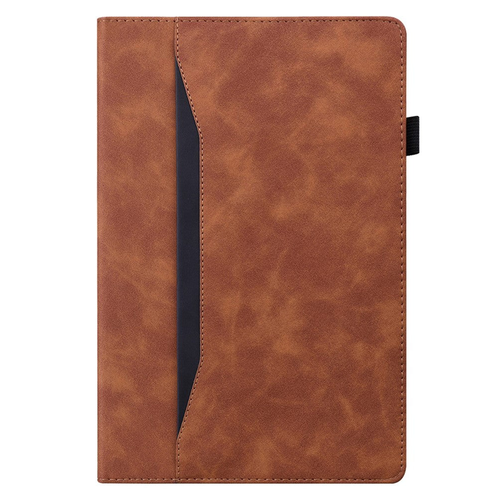 For Lenovo Pad Pro 2022 / Tab P11 Pro Gen 2 Viewing Stand Business Folio Tablet Cover PU Leather Wallet Elastic Band Protective Case with Pencil Holder - Brown