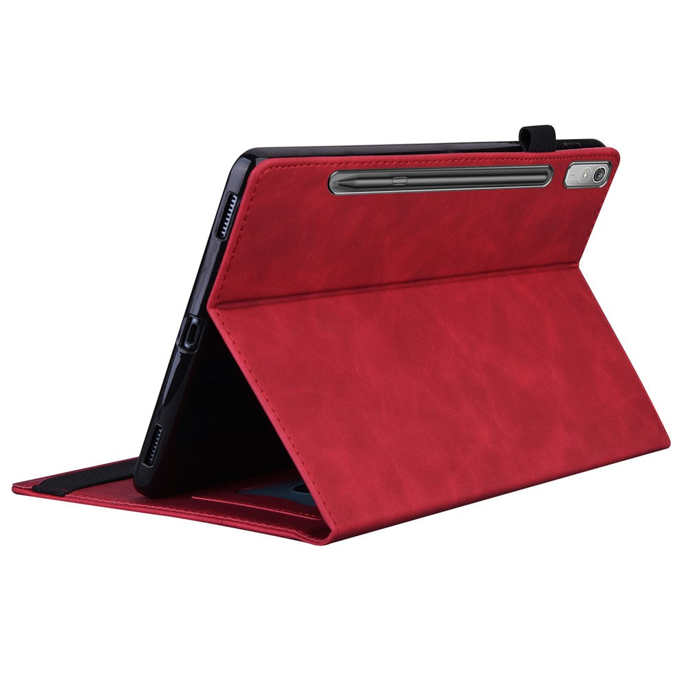 For Lenovo Pad Pro 2022 / Tab P11 Pro Gen 2 Viewing Stand Business Folio Tablet Cover PU Leather Wallet Elastic Band Protective Case with Pencil Holder - Red
