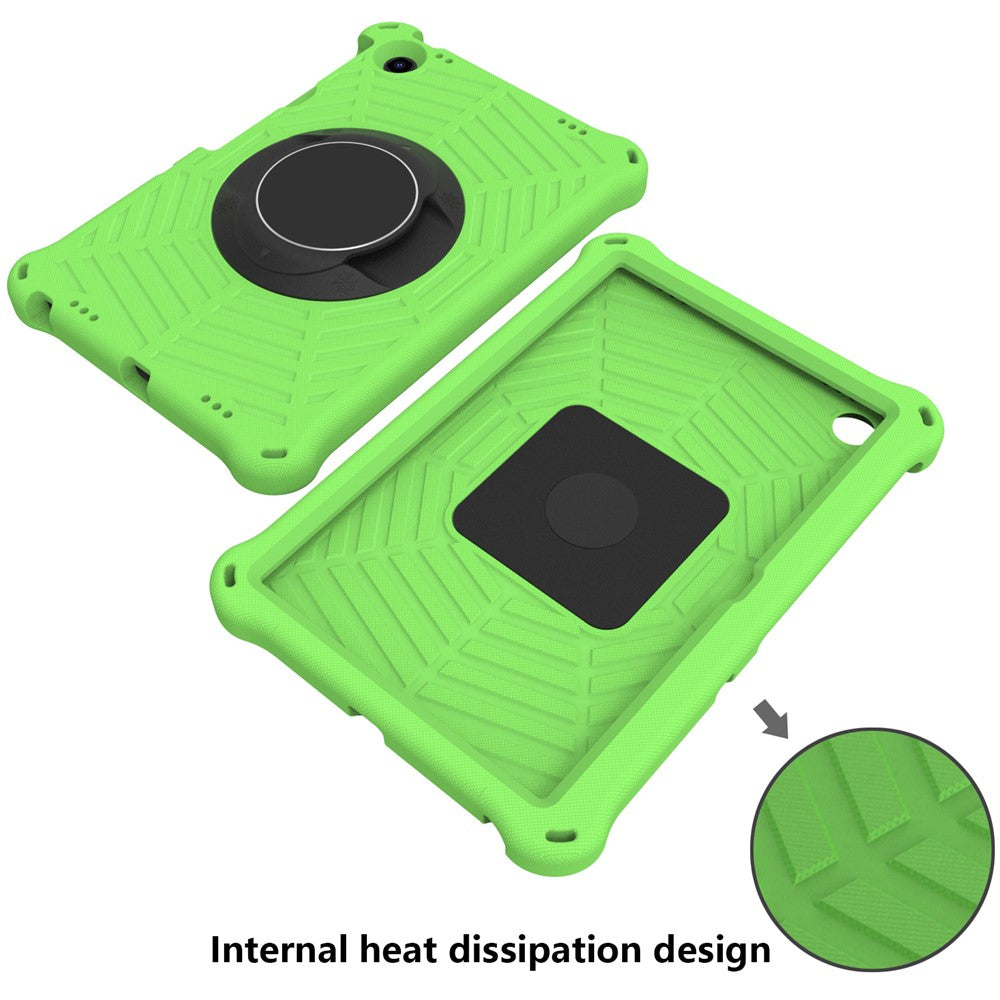 For Lenovo Tab M10 Plus (3rd Gen) / Xiaoxin Pad 2022 10.6 inch Spider Web Texture Shockproof EVA Case 360 Degree Rotation Kickstand Anti-scratch Cover with Shoulder Strap - Green