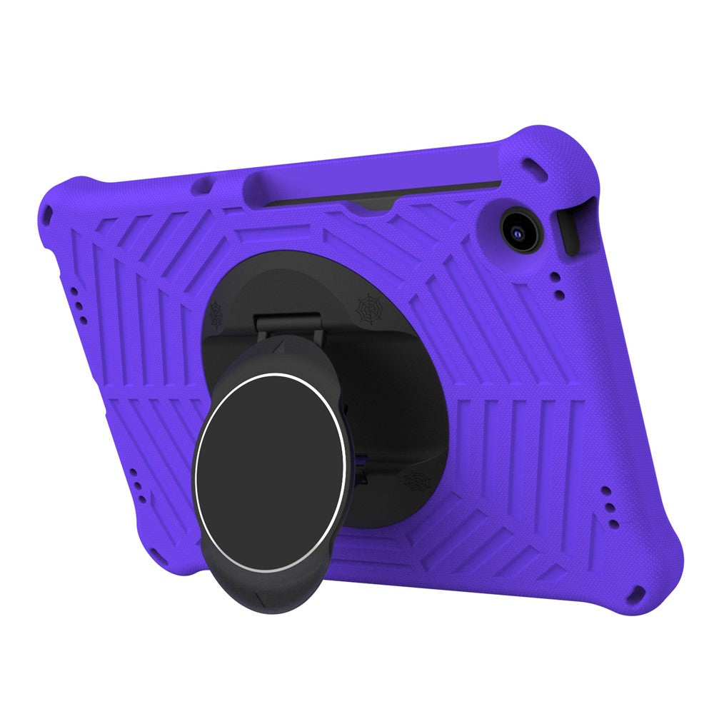 For Lenovo Tab M10 Plus (3rd Gen) / Xiaoxin Pad 2022 10.6 inch Spider Web Texture Shockproof EVA Case 360 Degree Rotation Kickstand Anti-scratch Cover with Shoulder Strap - Purple