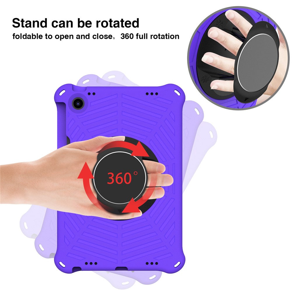 For Lenovo Tab M10 Plus (3rd Gen) / Xiaoxin Pad 2022 10.6 inch Spider Web Texture Shockproof EVA Case 360 Degree Rotation Kickstand Anti-scratch Cover with Shoulder Strap - Purple