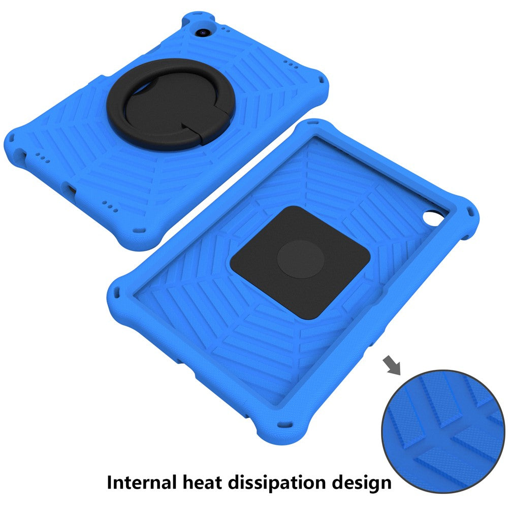 For Lenovo Tab M10 Plus (3rd Gen) / Xiaoxin Pad 2022 10.6 inch Shockproof Spider Web Texture Tablet Cover Kickstand Hand Grip Tablet Case with Shoulder Strap - Blue