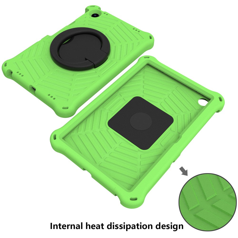 For Lenovo Tab M10 Plus (3rd Gen) / Xiaoxin Pad 2022 10.6 inch Shockproof Spider Web Texture Tablet Cover Kickstand Hand Grip Tablet Case with Shoulder Strap - Green