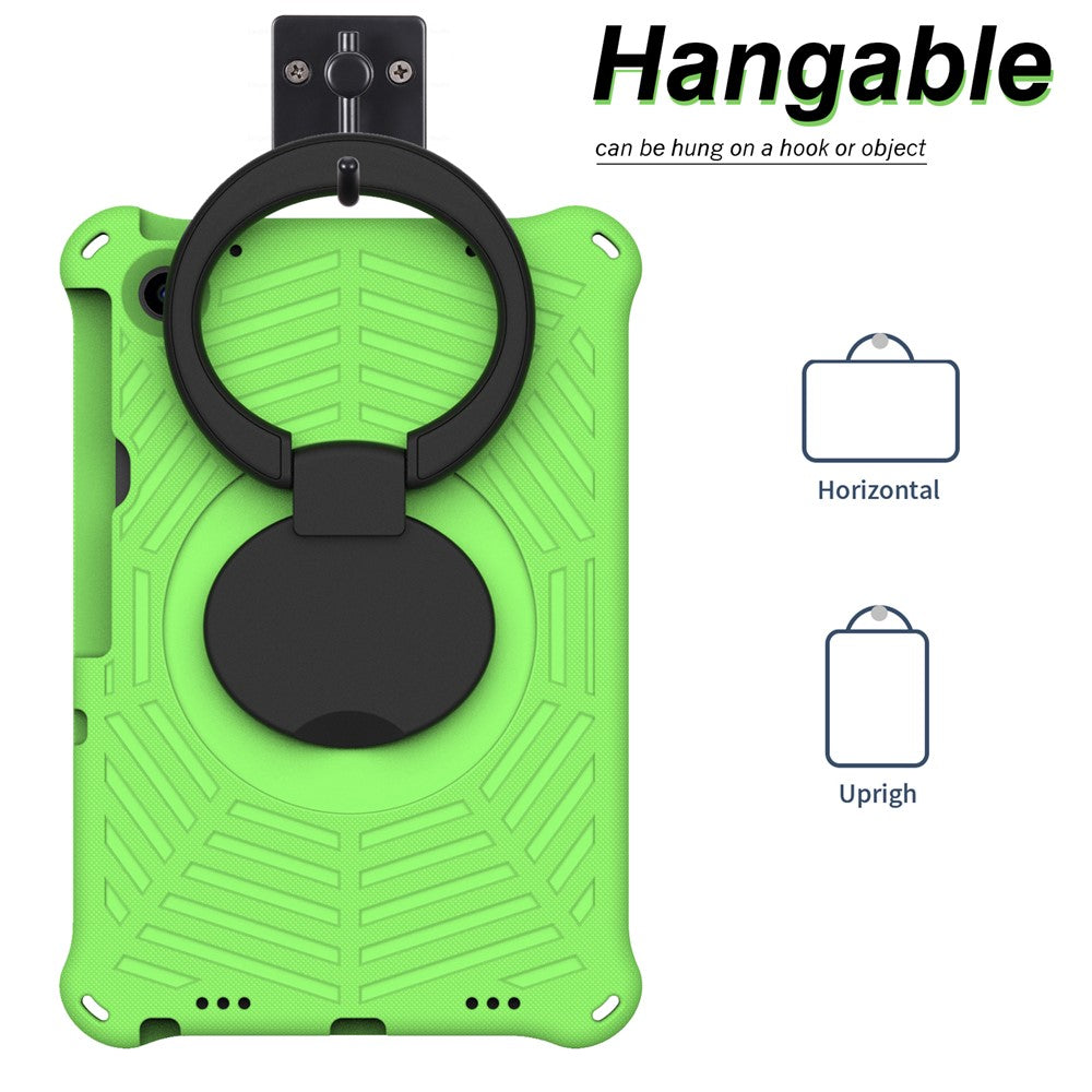 For Lenovo Tab M10 Plus (3rd Gen) / Xiaoxin Pad 2022 10.6 inch Shockproof Spider Web Texture Tablet Cover Kickstand Hand Grip Tablet Case with Shoulder Strap - Green