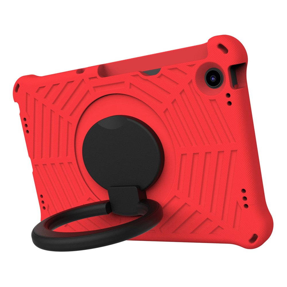 For Lenovo Tab M10 Plus (3rd Gen) / Xiaoxin Pad 2022 10.6 inch Shockproof Spider Web Texture Tablet Cover Kickstand Hand Grip Tablet Case with Shoulder Strap - Red