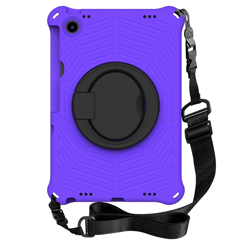 For Lenovo Tab M10 Plus (3rd Gen) / Xiaoxin Pad 2022 10.6 inch Shockproof Spider Web Texture Tablet Cover Kickstand Hand Grip Tablet Case with Shoulder Strap - Purple