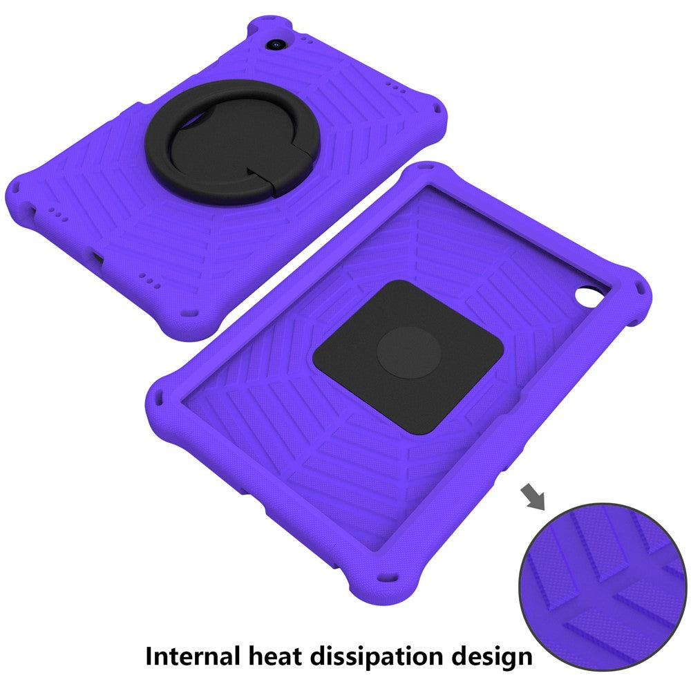 For Lenovo Tab M10 Plus (3rd Gen) / Xiaoxin Pad 2022 10.6 inch Shockproof Spider Web Texture Tablet Cover Kickstand Hand Grip Tablet Case with Shoulder Strap - Purple