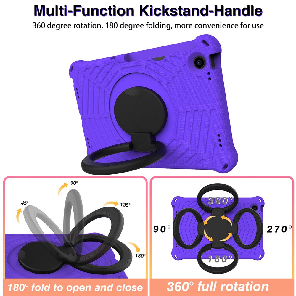 For Lenovo Tab M10 Plus (3rd Gen) / Xiaoxin Pad 2022 10.6 inch Shockproof Spider Web Texture Tablet Cover Kickstand Hand Grip Tablet Case with Shoulder Strap - Purple