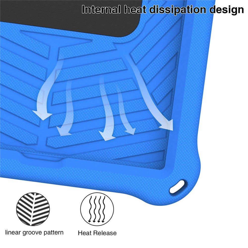 For Lenovo Tab M10 Plus / Tab M10 FHD Plus TB-X606F Spider Web Texture Rugged Protective Cover EVA Kickstand Hand Grip Kid-Proof Tablet Case with Shoulder Strap - Blue