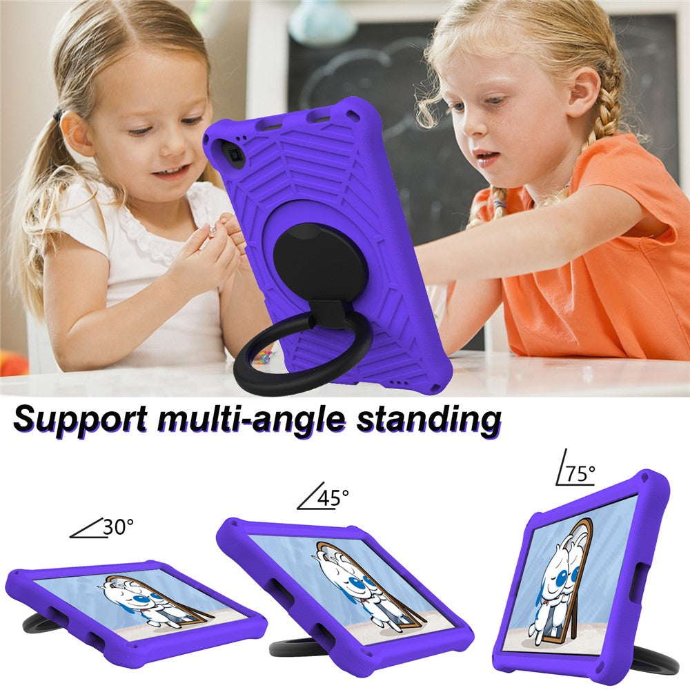 For Lenovo Tab M10 Plus / Tab M10 FHD Plus TB-X606F Spider Web Texture Rugged Protective Cover EVA Kickstand Hand Grip Kid-Proof Tablet Case with Shoulder Strap - Purple