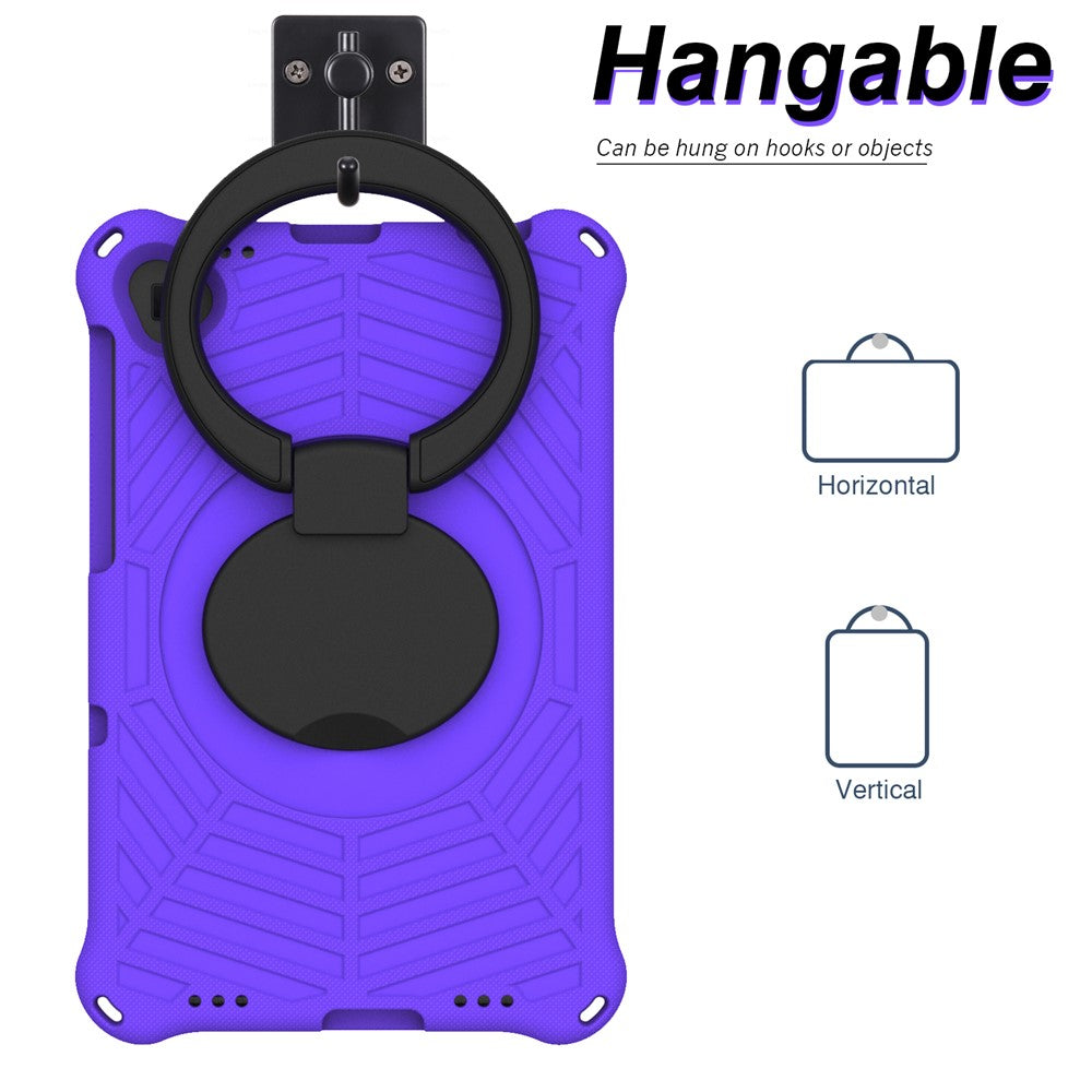 For Lenovo Tab M10 Plus / Tab M10 FHD Plus TB-X606F Spider Web Texture Rugged Protective Cover EVA Kickstand Hand Grip Kid-Proof Tablet Case with Shoulder Strap - Purple