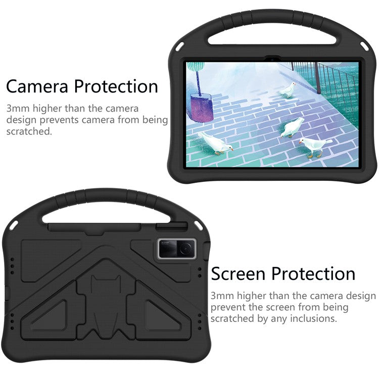 For Xiaomi Redmi Pad / Oppo Pad / Huawei MatePad 10.4 (2020) / (2022) / Honor V6 Tablet Case Portable Handle Foldable Kickstand Shockproof EVA Protective Cover - Black