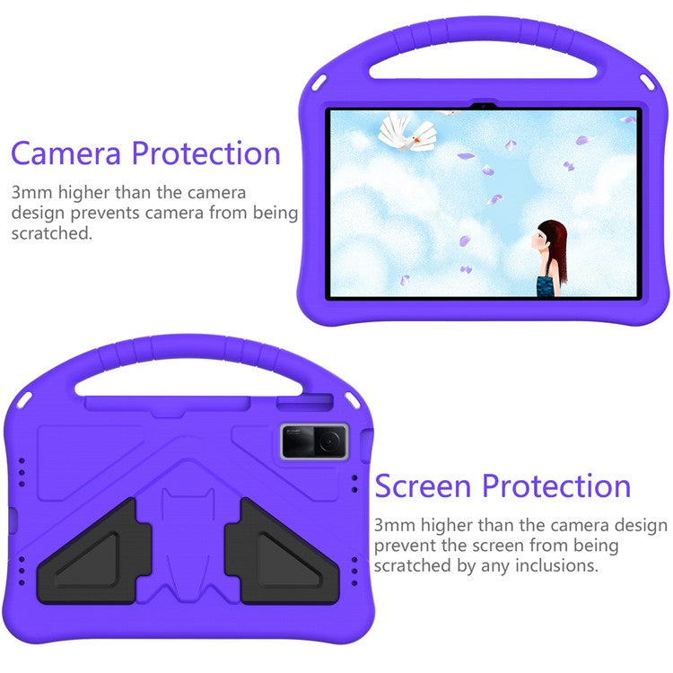 For Xiaomi Redmi Pad / Oppo Pad / Huawei MatePad 10.4 (2020) / (2022) / Honor V6 Tablet Case Portable Handle Foldable Kickstand Shockproof EVA Protective Cover - Purple